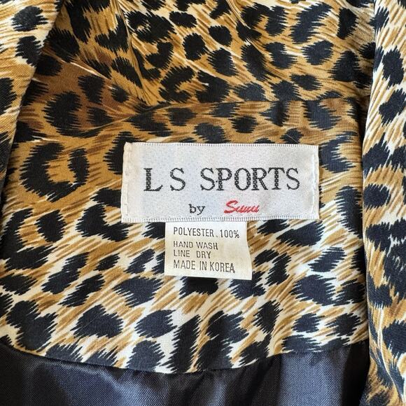 VTG L S Sports Cinch Waist Utility Jacket Womens OS Cheetah Print 100% Polyester - Picture 2 of 6